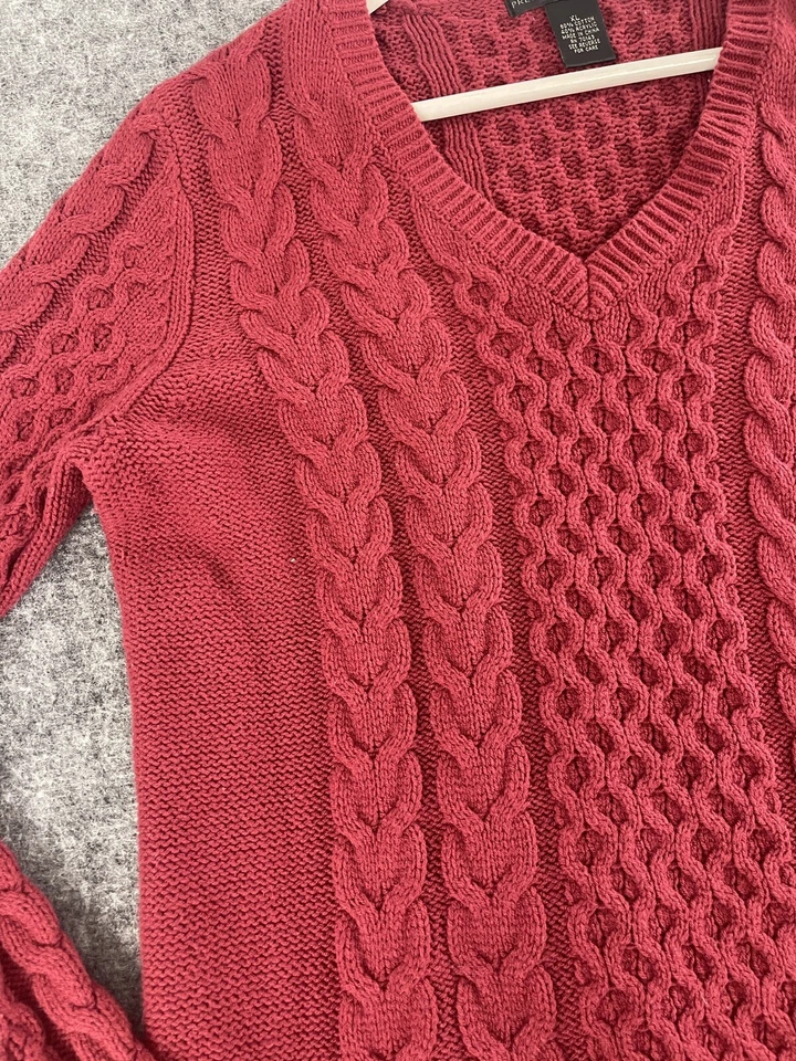 Suéter feminino Preswick Moore extra grande pulôver de malha cabo vermelho N267 - Imagem 3 de 4