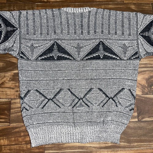 Vintage Method Cardigan Sweater Grandpa Abstract Pattern Gray/Green Mens Large - Picture 8 of 9