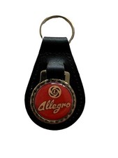 BLACK  LEATHER KEYRING/ FOB DEPICTING AUSTIN ALLEGRO VINTAGE /WORN LOGO IMAGE
