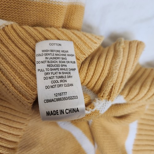 Mambo womens knit jumper size 10 yellow striped long sleeve crew neck - Foto 9 di 13
