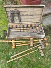 Rare Original Antique Victorian Croquet set 8 mallets/balls