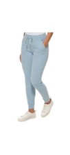 Marc New York Ladies Ribbed Drawstring Fleece Jogger, Water Blue B33