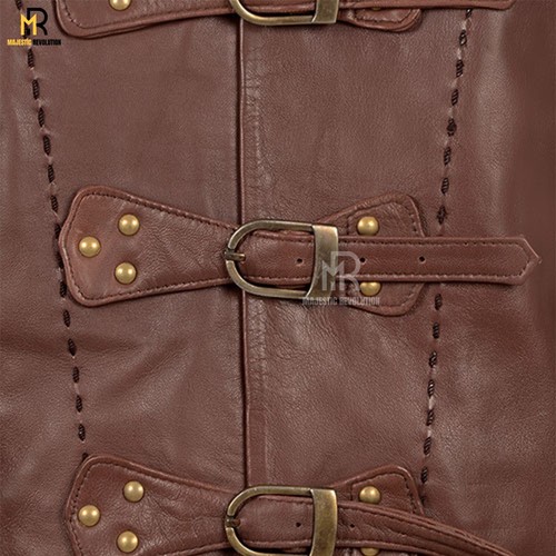 Games of Throne's Dragonstone Jaime Lannister's Brown Men Leather Cosplay Jacket - Picture 5 of 8