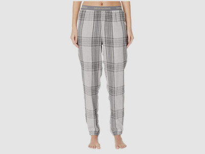 $85 Emporio Armani Women's Gray Tartan Flannel Soft Pajama