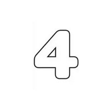 NUMERO 4 BIANCO 20 CM IN PLASTICA AUTOADESIVA ACCESSORI BARCA NAUTICA