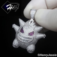 MEN SOLID 925 STERLING SILVER FULL ICY BLING CZ 3D HIPHOP CARTOON PENDANT P504
