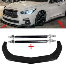 Front Bumper Lip Splitter Spoiler Glossy Black Body Kit For INFINITI Q50 Q60 Q70