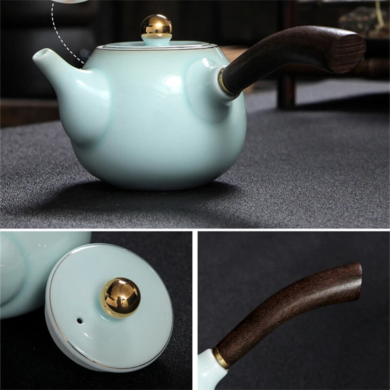 Juego de té Boutique Celadon tetera de porcelana tazas de té y esteras jarra colador de té Foto 4 de 4