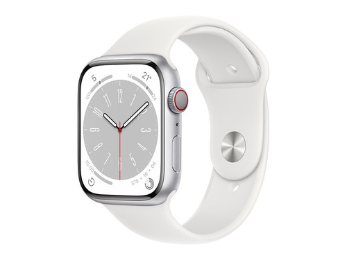 APPLE WATCH SERIES 8 GPS+CELL 45MM SILVER ALUMINIUM CASE WHITE SPORT BAND IN BOX - Picture 13 of 13