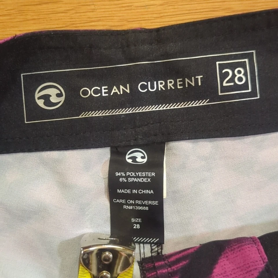 Bañador Ocean Current Board Shorts Talla 28 Azul Púrpura Negro Patrón Foto 4 de 4