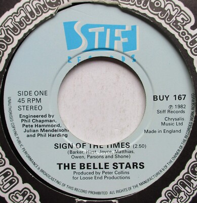 The Belle Stars - 7'' UK 45 - Sign Of The Times - 1982 - Stiff BUY 167 - C/S  VG+