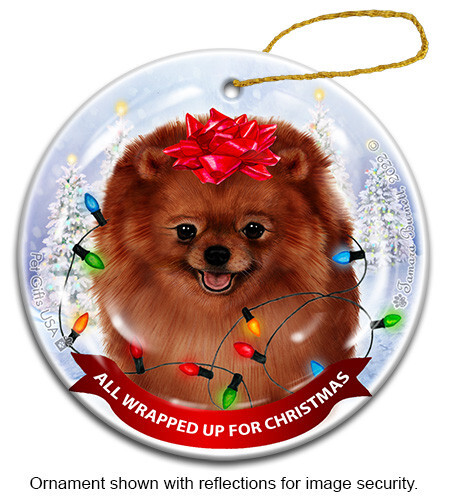 All Wrapped Up Ornament - Red Pomeranian - Picture 1 of 1