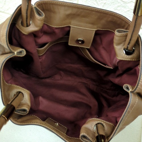 Chloe Leather Handbag Tote Bag Brown Made in Romania Used from Japan - Picture 4 of 24