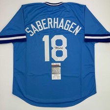 Autographed/Signed Bret Saberhagen Kansas City Light Blue Jersey JSA CO