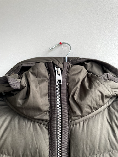 ATHLETA Olive Long Line Removeable Hood Down Filled Puffa Vest Sz S EUC - Picture 3 of 8