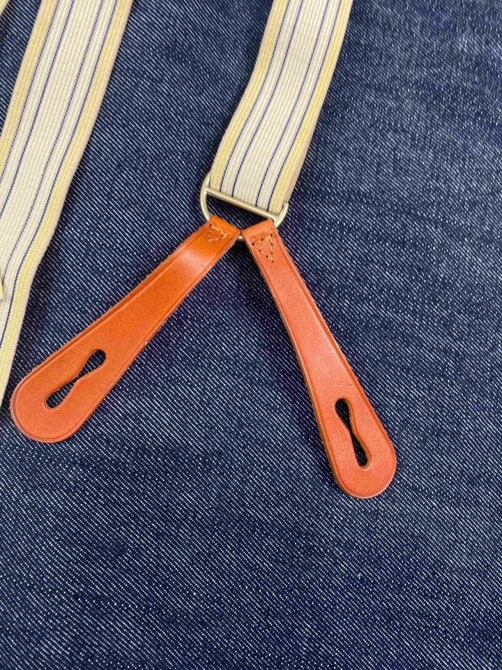 Ralph Lauren Vintage Western Rayas Cuero Extremo Tirantes Tirantes Cinturón Foto 3 de 4