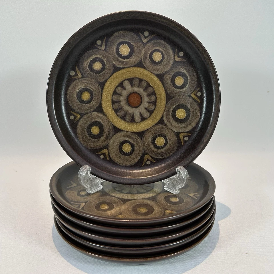 Vintage Denby Arabesque 6 Side Plates Gill Pemberton 60's 70's Retro Dining - Image 2 of 4