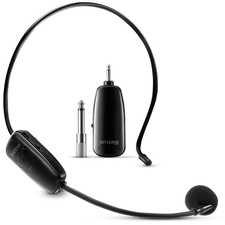 Wireless Microphone Headset, UHF Wireless Headset Mic System, 160Ft Range,1/8''