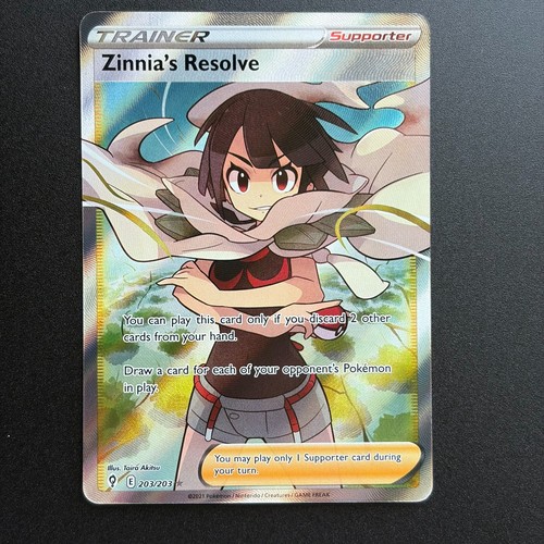 Pokémon TCG Zinnia's Resolve (Full Art) Rare SWSH07: Evolving Skies 203/203 NM