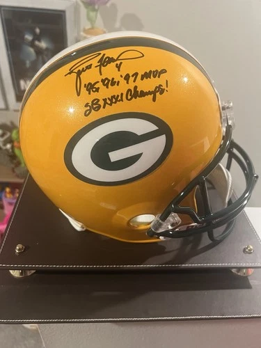 Brett Favre Signed FS Packers Helmet 3X MVP, SB XXXI Inscriptions PSA/DNA