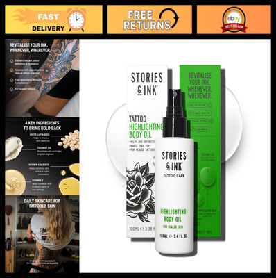 Highlighting Body Oil for Tattoos - Refresh Color, Add Glow, Vegan, 3.4 Fl Oz