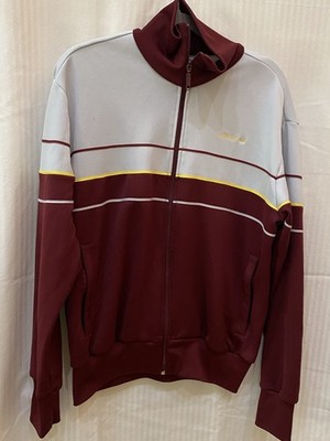Vintage 90s Adidas Track Jacket Burgandy & White  Full Zip Sz L Rare