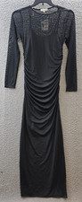 No Comment Ruched Mesh Maxi Dress Juniors XL Black Round Neckline Long Sleeve