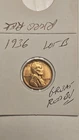 wheat penny 1936 LINCOLN CENT SHARP RED BU 1936-P UNC RED LOT #B