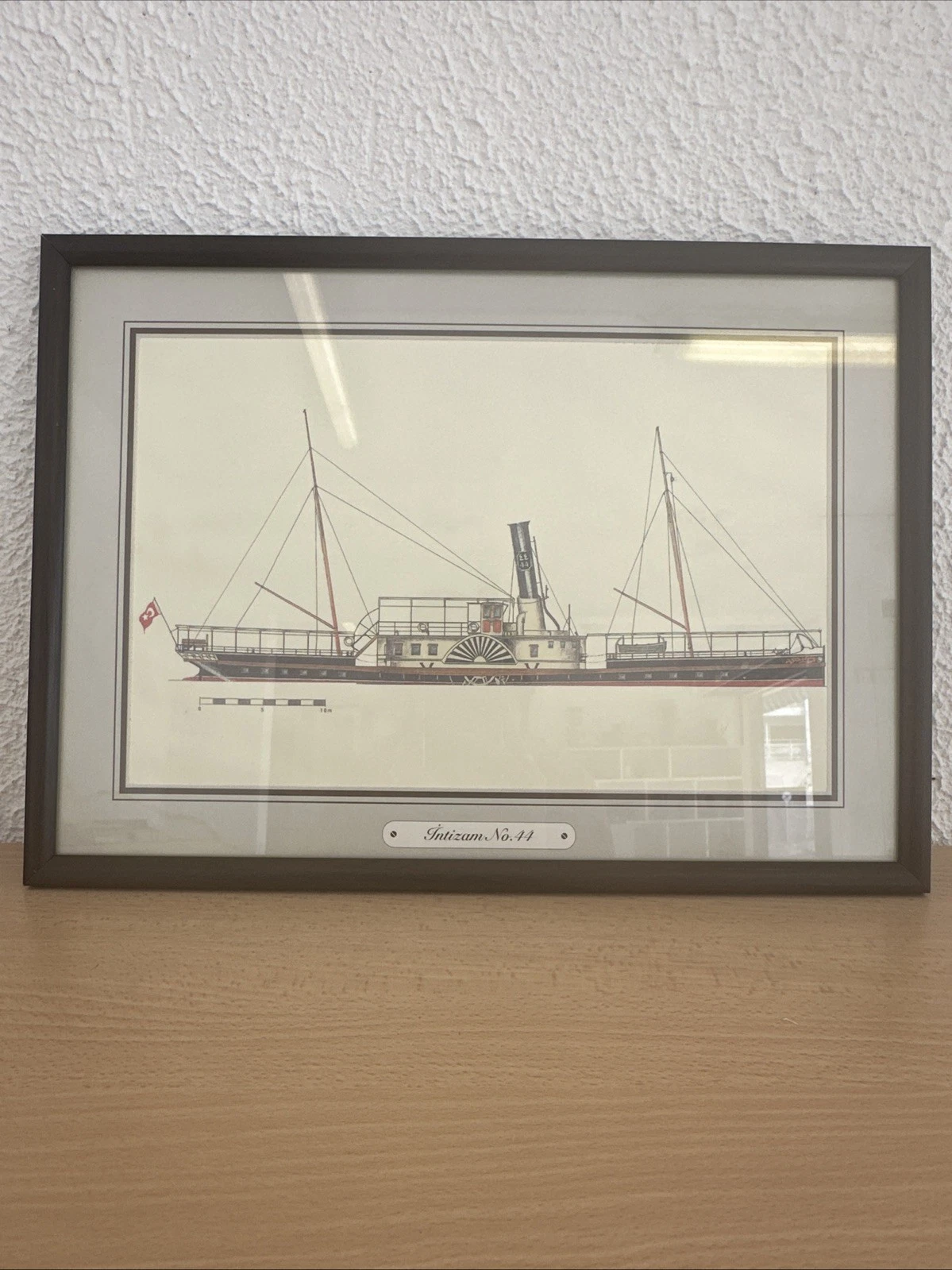 Cadre Gravure Vintage De Bateau Avec Drapeau Turc « İntizam No.44 »
