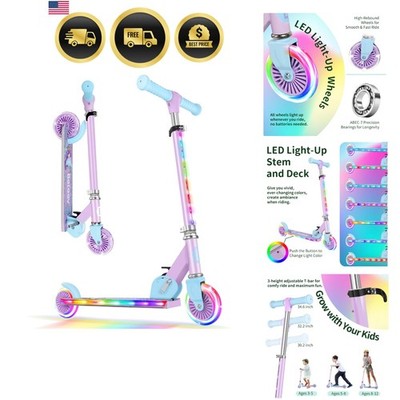 V2 Scooters for Kids with Light-Up Wheels & Stem & Deck, 2 Wheel Folding Scoo...