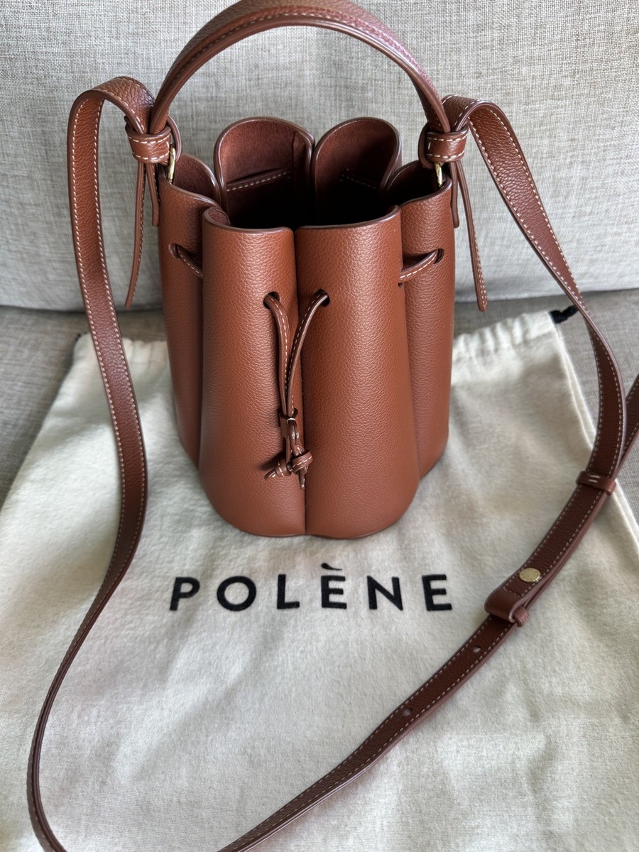 Polene Numero Huit Mini Bucket Bag in Cognac