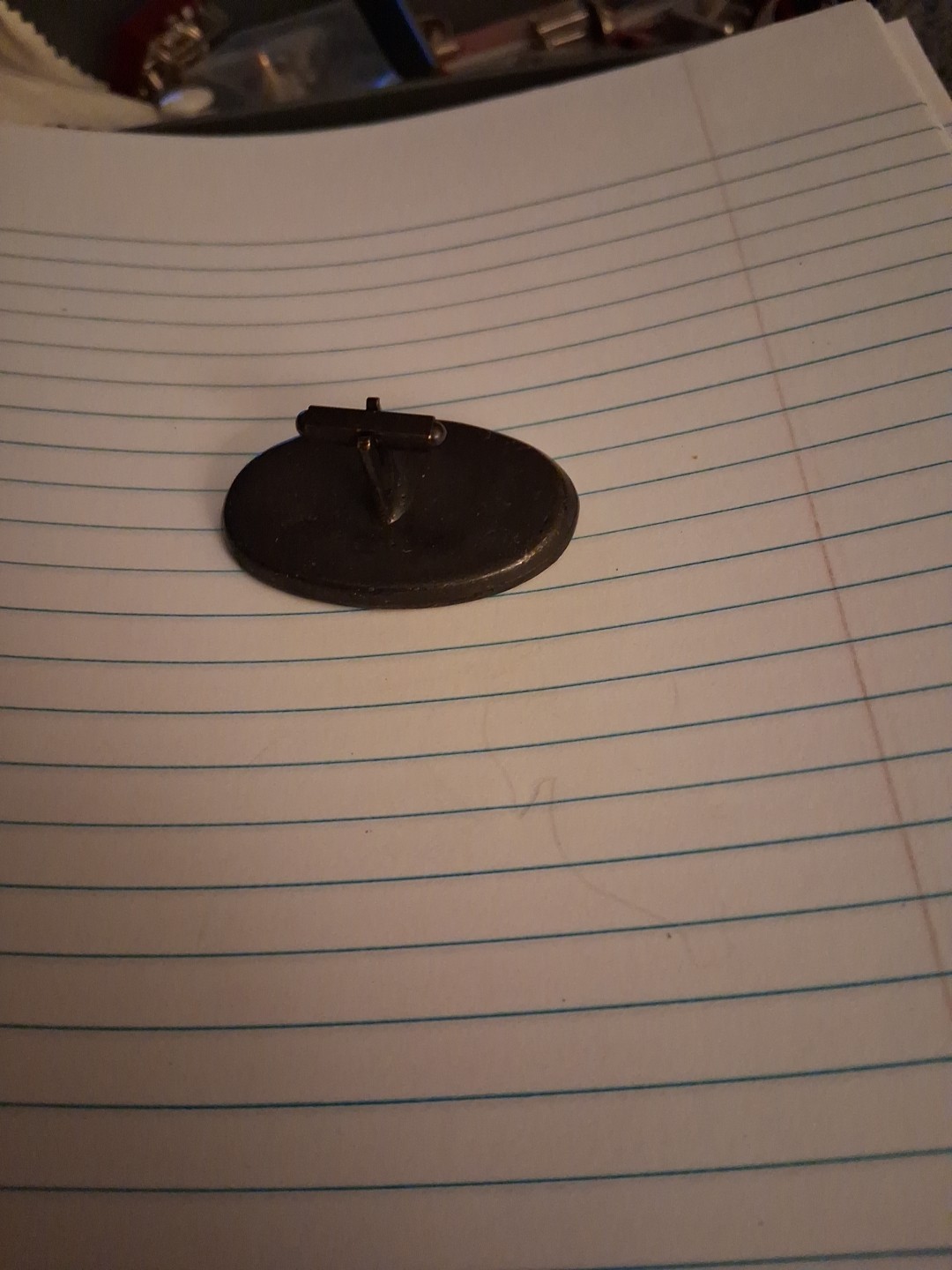 Two Inch Blacked Silvertone Fish. Single Cufflink… - image 4