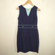 Sail to Sable Shift Dress Size 4 Navy Polka Dot Cotton Sleeveless Back Zipper