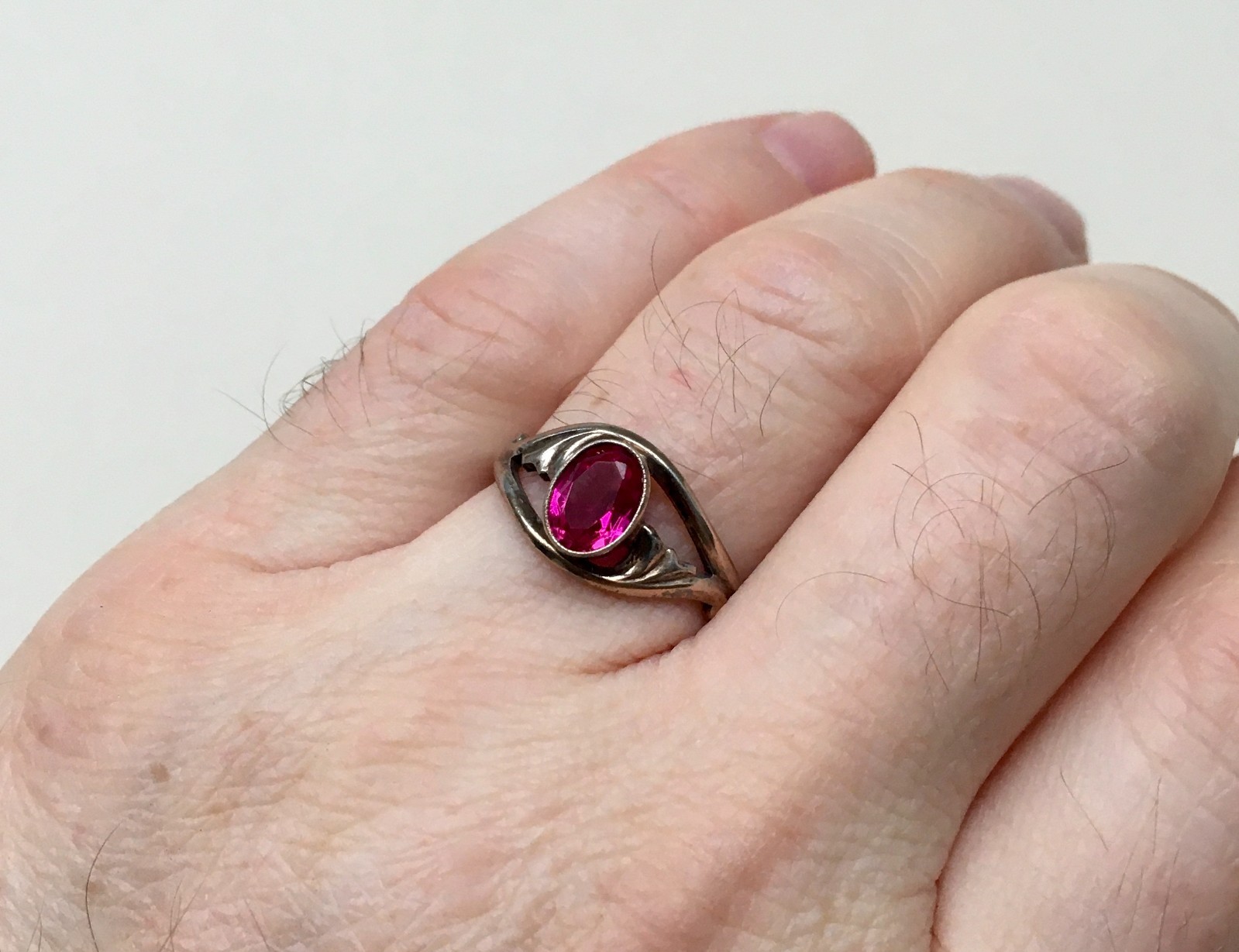 Ring № 77 Vintage Soviet Red Ruby Ring Silver Rin… - image 18