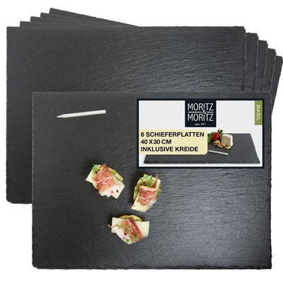 Moritz & Moritz Schieferset 6 große Platte 40x30cm Schiefer Platte Servierset