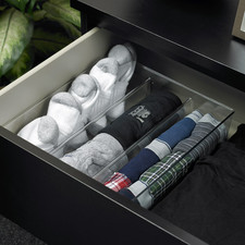 3 Pack Clear Plastic Drawer Organizer Set Divided Compartments Storage Bins