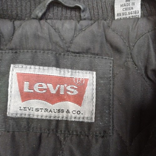 Levi's Utility Jacket Medium M Black Mens Trucker Collared Full Zip Coat Y2K - Picture 11 of 11