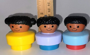 RARE Vintage Fisher Price Toddle Tots African American Children Figures Lot Of 3