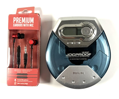 Philips Jogproof 45 ESP Portable CD Player AX511/17 Silver Blue 2002 Tested FSH