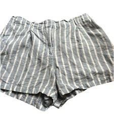 Loft Blue and White Striped Paperbag Shorts 4" Inseam - XL Linen Blend
