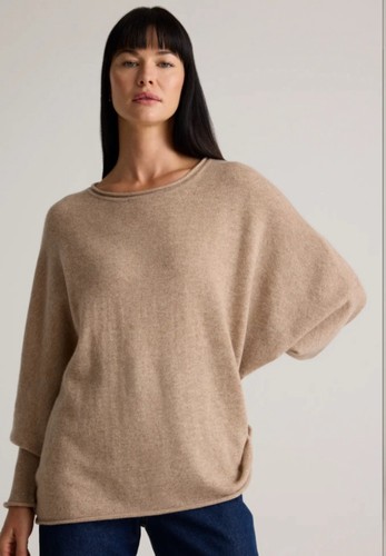 NWT Quince Womens Camel Long Sleeve Mongolian Cashmere Batwing Sweater S/M - Picture 4 of 13