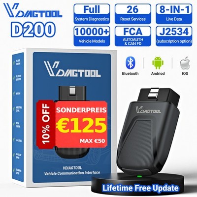  VDIAGTOOL D200 Profi OBD2 Diagnosegerät Alle Systeme KFZ Auslesegerät Scanner