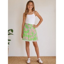 Vintage Lilly Pulitzer Pink Palm Print white daisy print skirt Girl's Size 10