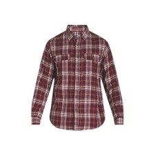 George Plaid Flannel Button Up Shirt Red Cotton Long Sleeve S 34-36 2 Pocket
