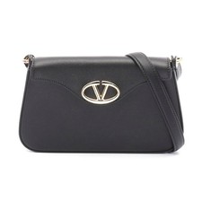 Valentino Garavani V Logo Leather Shoulder Bag Women Black One Size