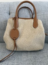 EUC POLO RALPH LAUREN Cream Shearling Leather Bellport Tote Purse Handbag Bag