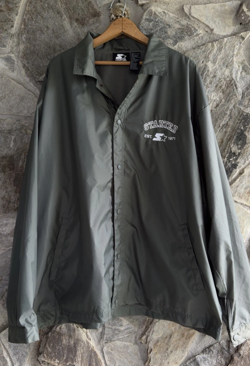 STARTER Slate Green Mesh Lined Windbreaker Jacket Mens XL EUC