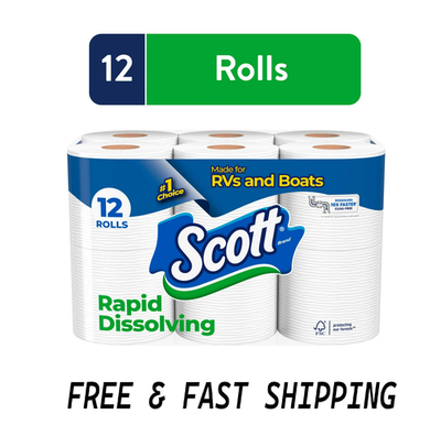 #ad Scott Rapid Dissolving Toilet Paper for RVs amp; Boats 12 Double Rolls $9.28