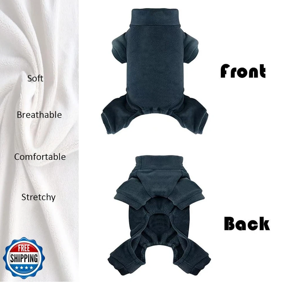 Pijama polar para perro cuello alto térmico perro pijamas perro mono mascotas trajes cálido D Foto 2 de 4