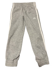 Adidas Unisex Child s XS 6/6X Gray/White 3-Stripe Jogger Pants Elastic Waist